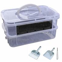 Double-Layer Bread Worm Filter Feeding Box Moisture-proof Live Feed Storage Box  Lizards Side opening