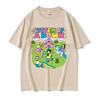 Rock Band System Of A Down Cartoon Graphic T Shirts Unisex Gothic Oversized Tshirt Male 90s Vintage Alternative Metal Tshirts M green