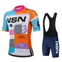 Vyriškas dviračių marškinėlių ir šortų su petnešėlėmis komplektas Road Bike MTB apranga Greitai džiūstanti pralaidi orui aukštos kokybės rinkinys S orange