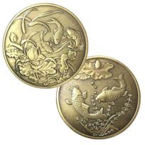 Koi Fish Deep Relief Concave convex Alloy Bronze Commemorative Medal Creative Gift Lucky Fish Coin Commemorative Coin gray