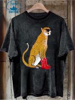 Vintage Lazy Tiger Washed T Shirt Y2k Grunge Meme Men Women Y2k Streetwear Cotton Tee Unisex Old School Punk Rock Dark Style S black