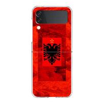 Telefono dėklas Samsung Galaxy Z Flip 3 4 5 skaidrus sulankstomas didelio kietumo PC korpusas Galaxy Z Flip 3 5 skaidrus dangtelis Albanijos vėliava Galaxy Z Flip 4 red