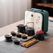 Ceramic Teacup Sets Travel Kung Fu Tea Set Teapot Teacup Tea Tray Home Outdoor Tea Making Tools Teaware Sets Tea Pot and Cup Set gray