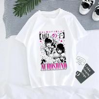 Moteriški marškinėliai Manga Anime Oshi No Ko Harajuku Ullzang marškinėliai Moterims Ai Ruby Akane Aquamarine Hoshino Drabužiai Viršutiniai drabužiai S white