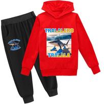 Tralalero Tralala divertido Shark Meme Kids Clothes Hoodie+Pants 2pcs Set Toddler Boys Girls Tracksuit Children Outfits 140 black