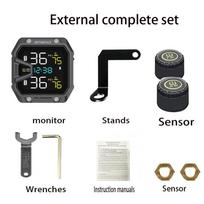TPMS Motorcycle Tire Pressure Monitoring System With Exteral Sensors Smart Tyre Alarm Kit Universal Motorbike Accessories black