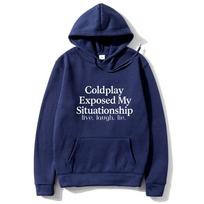 Coldplay Exposed My Situationship Graphics Hoodie Men Women Loose hip hop streetwear vintage Fleece hoodies Long sleeve pullover M blue