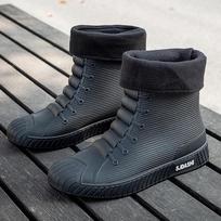 Madingi vandeniui atsparūs lietaus batai vyrams guminiai batai žvejybai vyrui kaliošai PVC kulkšnies vandens batai vyrams darbo apsauginiai batai Botas De Lluvia 38 black