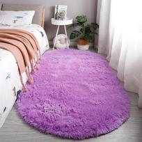 Ovalus purus kilimas Itin minkšti zoniniai kilimai miegamajam Pluoštinis švelnus kilimas vaikų kambariui Lovos šono darželio kilimėliai 40x60cm violetinė