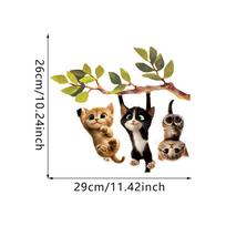 Self-adhesive Three Little Kittens with Lamp Wall Stickers for Bedroom Home Decor 29x26cm įvairiaspalvis