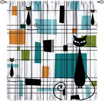 Mid Century Curtains,Modern Diamond Pattern Print Window Treatments for Living Room Bedroom Nursery Kitchen, Absctract Geometric 60×150 gray