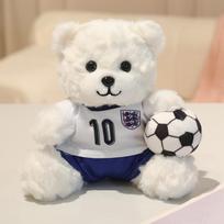 20cm Futbolo Žaidimo Meškiukas Pliušinis Žaislas Kimštas Sėdintis Šalių Apsirengęs Rudas Baltas Gyvūnas Pliušinis Talismano Suvenyras Dovana 20cm white