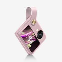 Leather Holder Wrist Strap Phone Case for OPPO Find N3 Flip  Find N2 Flip N3flip Findn3flip N2flip Findn2flip Shockproof Cover OPPO Find N3 Flip rožinė