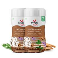 Mylo Lactomama Granulės – Žindymo papildas su Shatavari pieno gamybai padidinti (Šokolado skonio 300 g kiekvienas) | Su Jis white