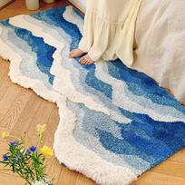 Blue Ocean Map Imitation Cashmere Carpet Carpet, Aesthetic Home Mat, Fun Japanese Carpet, Cute Floor Mat, Non-slip Door Mat 40x60cm15.7x23.6in white