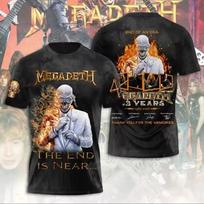 Naujas 2026 m. Rock Megadeth grupės 3D spausdinti vyriški ir moteriški marškinėliai Mada Trumpomis rankovėmis Punk Hip Hop Gatvės Harajuku Viršus M gray