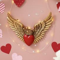 Resin Craft Angel Heart Wing Wall Art European Crown Designs Ornament For Party And Home Decoration CN brown