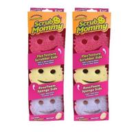 Classic Scrub Mommy Smile Temperature Sensing FlexTexture Sponge Dual-sided Magic Kitchen Dish Cleaning Scrub Sponge brown