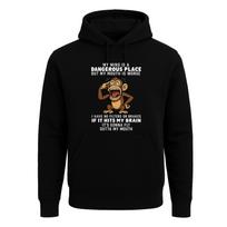 My Mind Is A Dangerous Place Funny Animal Sweatshirt Men's Hood Gift Hoodie XL