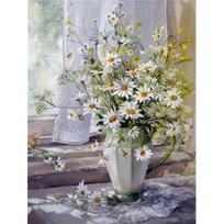 Deimantinis paveikslas Gėlė Daisy Siuvinėjimas Vaza Mozaikos Dekoravimo Tapyba Deimantais Kambario dekoras Full Round 30X40CM juoda