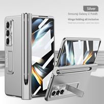 Dėklas Samsung Galaxy Z Fold 5, skaidrus magnetinis dėklas su vyrio dengimu, skirtas Fold 4 3, su S Pen laikikliu, atrama, 360 laipsnių pilna apsauga For Galaxy Z Fold 5 sidabras