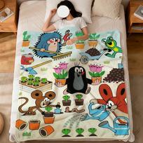 šilta minkšta pliušinė antklodė juokingas animacinis filmas bendrabutis M-Mole sofa svetainė augintinio namai lova Maža dovana snauduliui K-Krtek mielas namai Flanelė 75x90cm gray