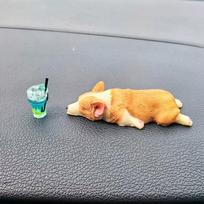 Creative Dog Desk Decoration Mini Corgi Car Ornaments Resin Crafts Simulation Cake Baking Kawaii Accessories gray