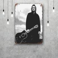 Johnny cash Klasikinis plakatas Rūdyta metalinė lentelė Retro dekoratyvinė plokštelė Baras Vyro urvas Garažas Klubas Metalinis ženklas Sienos dekoracija 30x40cm(11.8x15.7inch) white