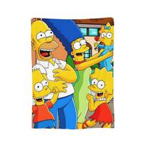 Animacinis The S-Simpsons Homeris Flanelinis pledas Pledai lovai Biurui Minkštas antklodė, 75cmx90cm blue