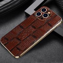 Natūralios odos telefono dėklas, skirtas iPhone 16 15 Pro Max 14promax, prabangus, minkštų kraštų, atsparus smūgiams, su apsauga kamerai For iPhone 12 Pro brown