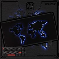 Large Blue Glow in The Dark World Map Mouse Pad Rubber Desk Mat Table Pad Accessories Decoration HYBXAXC x Office Things 800x400x2mm black
