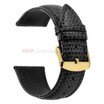 Gyvatės rašto natūralios karvės odos laikrodžio dirželis Vandeniui atsparus Greito atsegimo odinis dirželis 16/18mm 20mm 22mm Universalus atsarginis apyrankė 16mm black