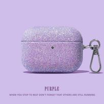 Earphone Case for Airpods Pro 3 (2025) Pro2 & Airpods 4 3 2 1 Glitter Bling Cloth Pattern Protective Cover+Metal Buckle Hook for AirPods1 2 violetinė