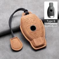 for Mercedes Benz W205 W212 X166 W176 W211 W204 W222 W463 CLA GLC GLK W203 W212 C180 GLK300 CLS SLK Leather Car Key Case Cover IZ9 brown