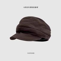 Japanese Yamamoto Style Thin Breathable Octagonal Hat Versatile Literary Painter Hat One Size kava