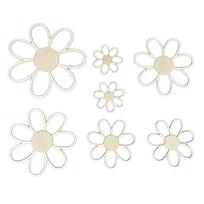 7 vnt. Boho 3D gėlių sienų lipdukai Medinės sienos meno kūrinys Nauja sienos kabinama dekoracija Sienų dekoracija 7pcs beige