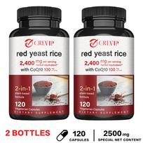 2-in-1 plant-based complex capsules, red yeast rice combined with coenzyme Q10, dietary nutritional supplement. 120*2