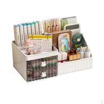 MultiLayer Desktop Organizer with Drawers for Vanity Table, Desk Storage Box Study Drawer Style Transparent Gray