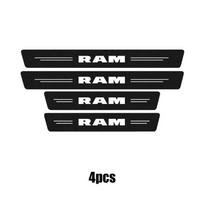 4 vnt. Anglies pluošto automobilio durų slenksčio apsauginės juostelės lipdukai Dodge RAM 1500 2500 3500 2014 2015 2016 2017 2018 2019 2020 2021 black