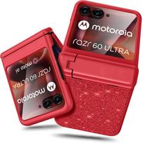Motorola Razr 70 Ultra / 60 Ultra - Glitter PC Case with Glass and Stand - Red