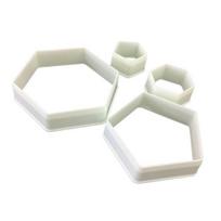 4pcs Hexagon Shape Soccer Ball Cookie Cutter Football Pattern BPA Free Cookie Cutter Set Non-Stick Baking Mold Kitchen Accessory beige
