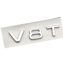 2x Adhesive 3D ABS Chrome Plated Shiny V8T Logo Number Letter Car Fender Emblem Sticker For Audi SQ7 V8 T Sticker Accessories white
