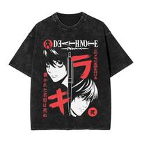 Manga Men T Shirts L Lawliet Graphic Print summer T-Shirts Washed Oversize unisex Tshirt Short Sleeve Cotton 2XL black