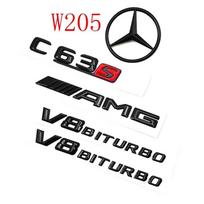 3D Juodi C63S Logotipo Raidės V8 BITURBO Ženklelis Automobilio Galinis Žvaigždės Lipdukas Bagažinė AMG Emblema Mercedes Benz AMG W205 C205 Priedams