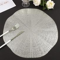 Gold Round Placemats,Round Vinyl Placemats Bulk 15 Inch Table Place Mat Non Slip for Indoor Outdoor Holiday Wedding Dinner 4PCS&Polygon gray