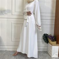 Moteriška Abaya Jilbab Kaftan musulmoniška ilga suknelė Dubajaus megztinio su chalatu Maxi suknelė L balta