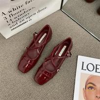 Fashion Fashion Medium Heeled Mary Jane Single Shoes for Women Retro Thick Heel Ballet Shoes Cross Buckle Shallow SoftSole Shoe 2025 36