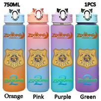 750ML Zootopia 2 Gradiento Spalvos Vandens Puodelis Buteliukas Nick Wilde Judith Laverne Hopps Butelis Zootropolis Plastikinis Gėrimo Puodelis Purple