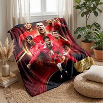 Cristiano Ronaldo Printed Flannel Blanket Skin Friendly Warm Decorative Throw for Indoor Couch Bed Daily Use 100x150cm