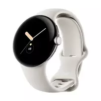 Laikrodis Google Pixel Watch LTE 41mm Polished Sidabrinis korpusas su sportine apyranke - Chalk